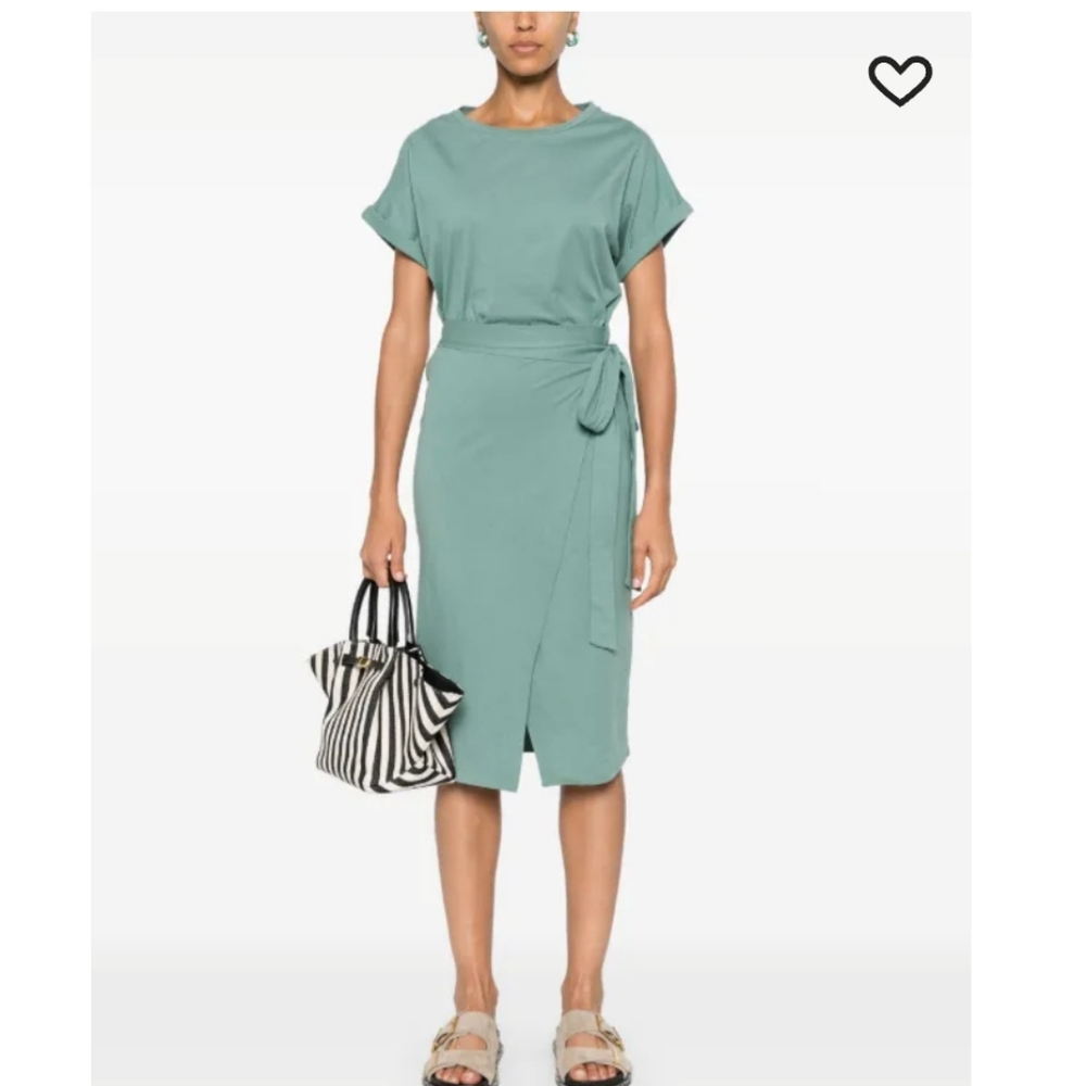 ba&sh Sage Green Midi Wrap-Detail Dress